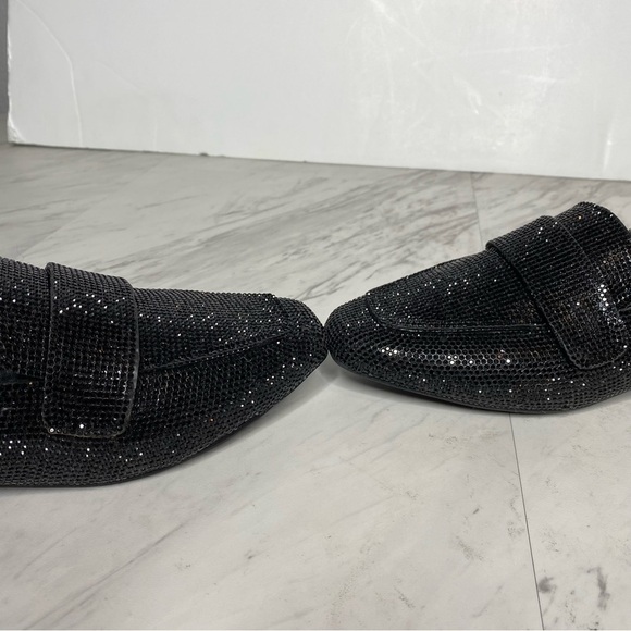 Steve Madden Riski Black Rhinestone Square Toe Loafer 6 1/2 M - Picture 9 of 15